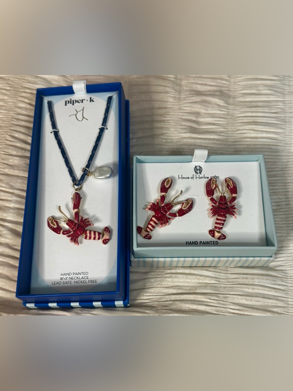 Piper K and House of Harlow Matching Lobster Necklace and Earrings